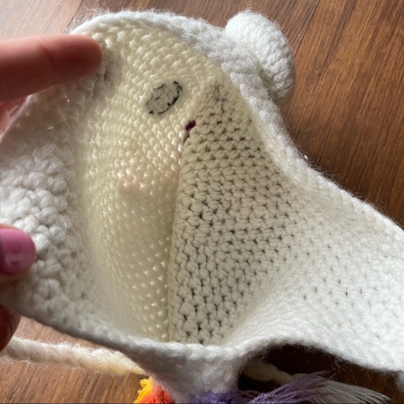 CROCHET RAINBOW UNICORN HAT knit toddler child girl kid photo prop costume 20” - Picture 6 of 8